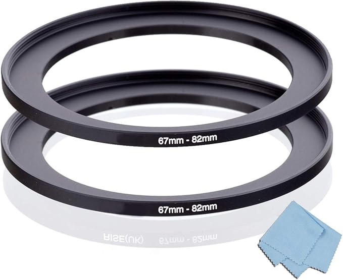 67mm-82mm Step Up Ring 67mm Lens to 82mm Filter, Camera Lens Filter Adapter Ring Lens Converter Accessories (2 Pack with Cleaning Cloth)