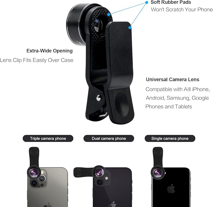 Phone Camera Lens (11 Lenses) Phone Lens Kit, Clip on Fisheye/Macro/Wide Angle Lens Attachment with Travel Case for iPhone 14 13 12 11 Xs X Pro Max Samsung Android Smartphone
