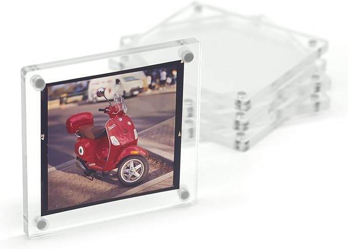 GDSZDDXX Premium Acrylic Magnetic Reversal Film Holders, 6 Packs Archival Storage High Transparency Display Holder for Reversal Film 6X6