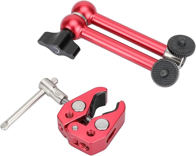 CAMVATE 10" Magic Arm Articulating Super Crab Clamp for Monitor LED Flash Lights(Red) - 3118