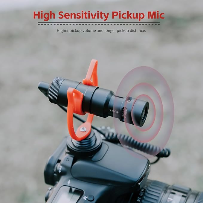 MIC10 Mini Video Shotgun Mic for Camera - 3.5mm Universal Camera Microphone for DSLR Smartphones Computers - Noise Reduction High Sensitivity Condenser Mic with Shock Mount & Fur Cover