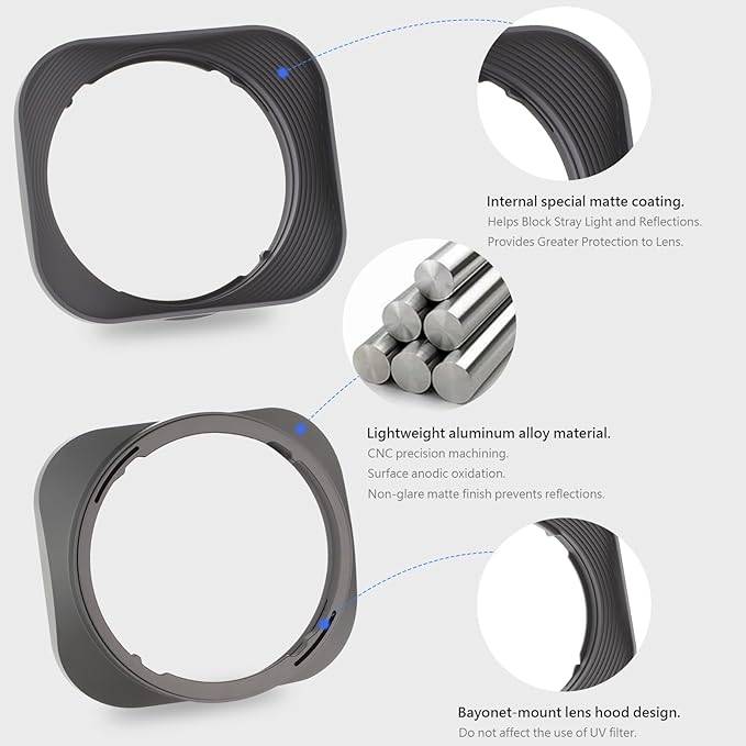 Haoge Bayonet Square Metal Lens Hood for Sigma 56mm F1.4 DC DN Lens LH-SM5614