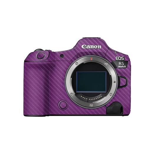 Carbon Fiber Camera Skin Compatible with Canon EOS R5 Mark II (2023) - Solid Purple - Premium 3M Vinyl Protective Wrap Decal Cover - Easy to Apply | Crafted in The USA by MightySkins