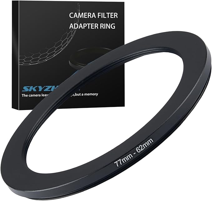 77mm to 62mm Step Down Ring Filter Adapter Metal Ring Step Down Rings Adapter Filter Compatible with All 62mm UV,CPL,ND,Lens Hood,Threaded Lens ect (77mm to 62mm)