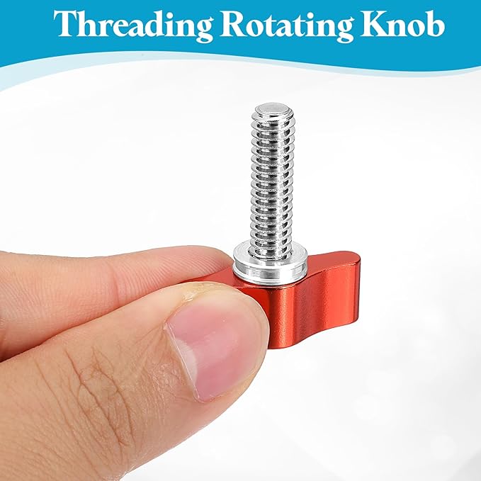 PATIKIL Clamping Screw Knob 1/4" x 1.38", 2Pcs Stainless Steel t Shaped Camera Thumb Screws for DSLR Flash Bracket Photography Light Stand Adapter Action Sports Camera Mounting System, Red