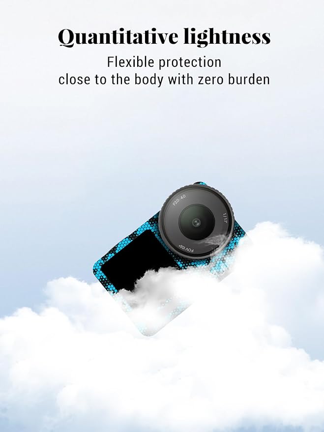 ZBAGUG for DJI Action 6 Skin Full Body Wrap, Anti-Scratch Waterproof Protective Sticker, Full Coverage Action Cam Wrap, for DJI Action 6 Accessories, Black Blue