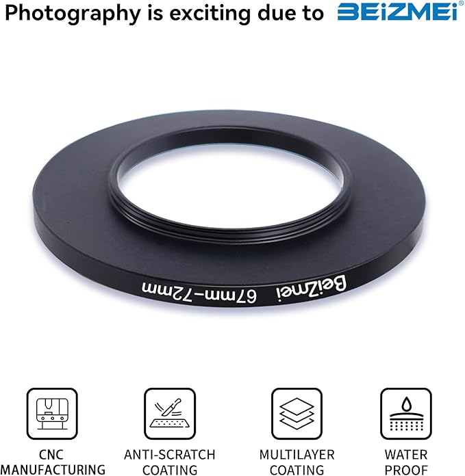 67mm to 72mm Camera Filters Ring,Filters Ring Compatiable All Brands Ø67mm Lens to Ø72mm Camera accessory.Made of CNC.