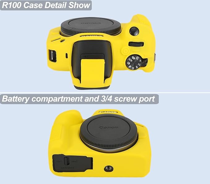 Pocoukate Case for Canon EOS R100 Camera, Soft Silicone Protective Cover Skin with EOS R100 Screen Protector Accessories for Canon EOS R100 Mirrorless Camera Silicone Case - Yellow