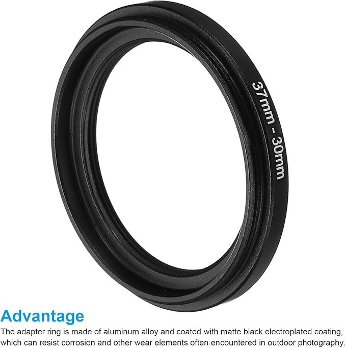 PATIKIL 37mm-30mm Metal Step Down Ring, Camera Lens Filter Adapter Ring Aluminum Filter Adapter Ring for Camera Lenses Hood, Black