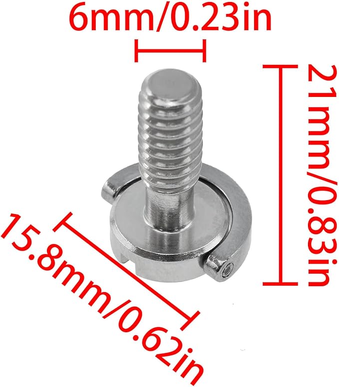 Lovelysp 1/4-20 Thread D-Ring Stainless Steel Camera Fixing Screws Suitable for Adapter Screws of Camera Tripod Monopod QR Quick Release Plate-4PCS