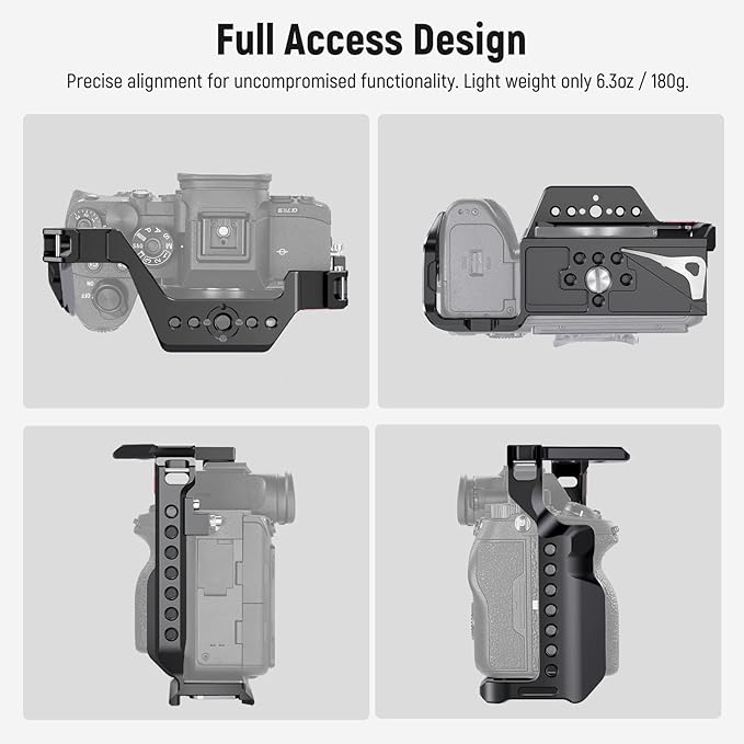 NEEWER Full Camera Cage Compatible with Sony a7R V/a7R IV/a7 IV/a7S III/a1, Aluminum Video Camera Rig with Full Access/Arca Type QR Base for Quick Switch, Compatible with DJI RS Stabilizers, CA004
