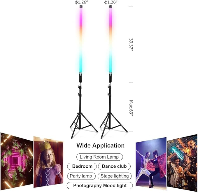 Handheld RGB Color LED Video Lights with Tripods, Rechargeable with Remote Control of Static Color and 366 Vivid Effects for Mood Creation, Light Painting, Living Room, Stage, Party, Fashion Show