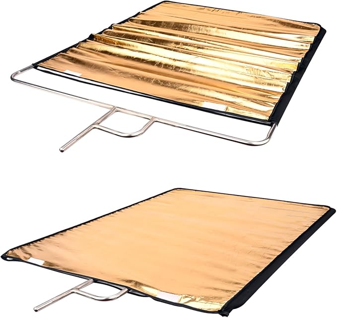 Photography Light Reflector Flag Kit, 35x47inches/90x120cm, 4-in-1 Gold/Silver/Black/White Diffuser and Translucent Diffuser, Foldable Stainless Steel Frame