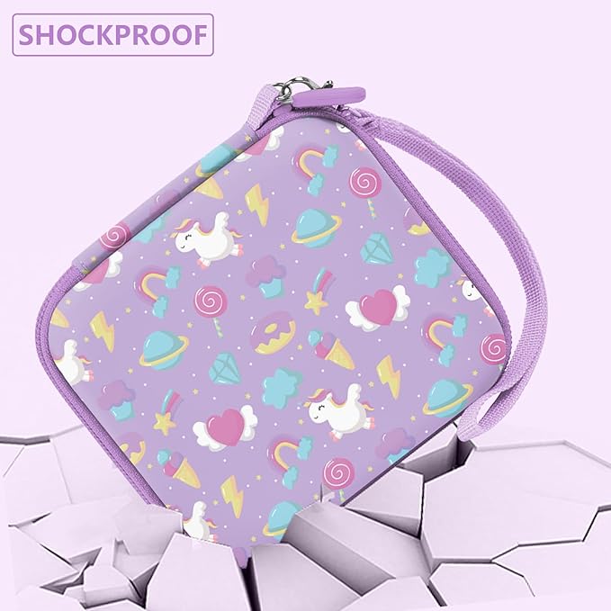 Leayjeen Kids Camera Case Compatible with ESOXOFFORE/Dylanto/GKTZ/HiMont/CAMCLID Kids Camera Instant Print for Holiday Gifts and Birthday Gifts for Kids 3-12 Years Old - Purple Unicorn (Case Only)