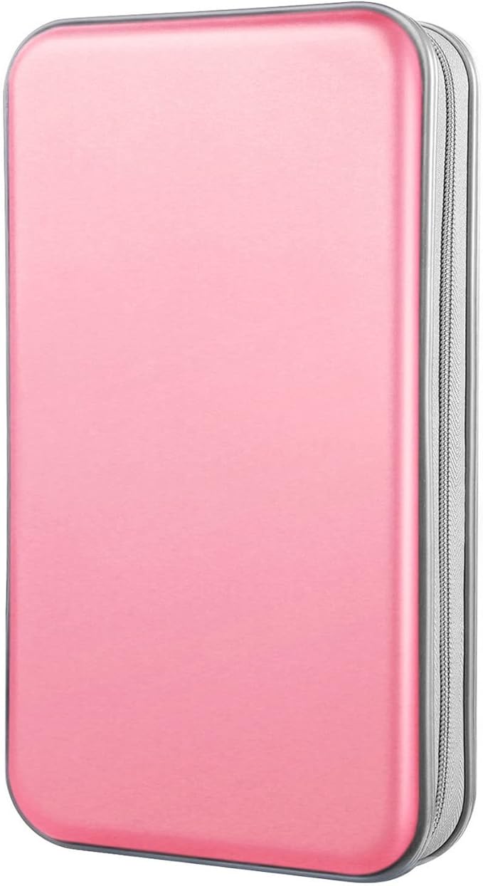 DVD Case, Bivisen CD Case Holder Wallet Binder 96 Capacity CD/DVD Cases Storage Holder Binder Organizer Wallet Book for Car Home Travel (Light Pink)