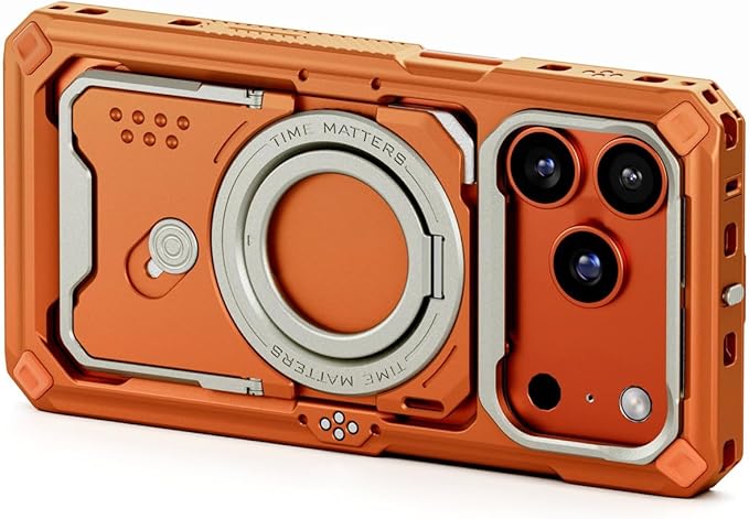 Tilta Khronos Case Compatible with iPhone 17 Pro - Orange | Snap in Design | Locking Clamp for Secure Mounting | Passthrough Power | Works with Focus Handles, Cooling Modules, Filters