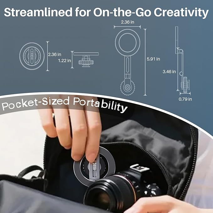 Magnetic Metal Phone Mount with Cold Shoe & 1/4-20 Thread, 360° Rotatable Aluminum Phone Tripod Camera Holder Adapter for Content Creators, Compatible with Magsafe iPhone 17-12 Series