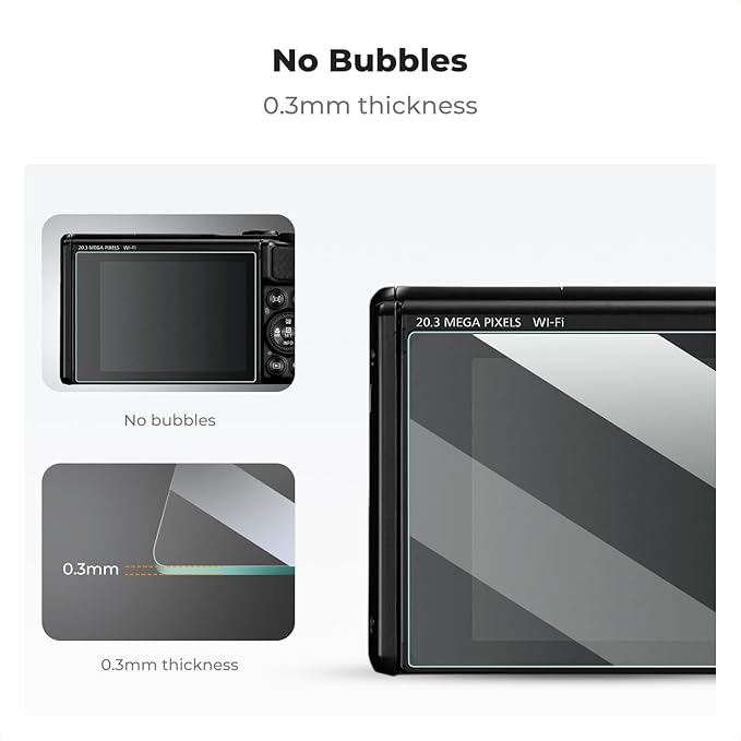 K&F CONCEPT 3 Pack Camera Screen Protector Compatible with Canon SX740, 0.3mm 9H Hardness Tempered Glass Cover Anti-Scratch Bubble-Free & Hot Shoe Cover