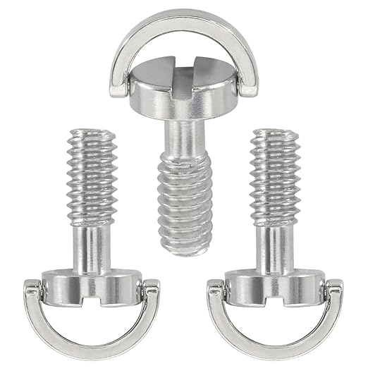 Piutouyar 1/4"-20 Thread Stainless Steel D Ring Screw, D Shaft Quick Release Plate Mounting Screw Camera Fixing Screws