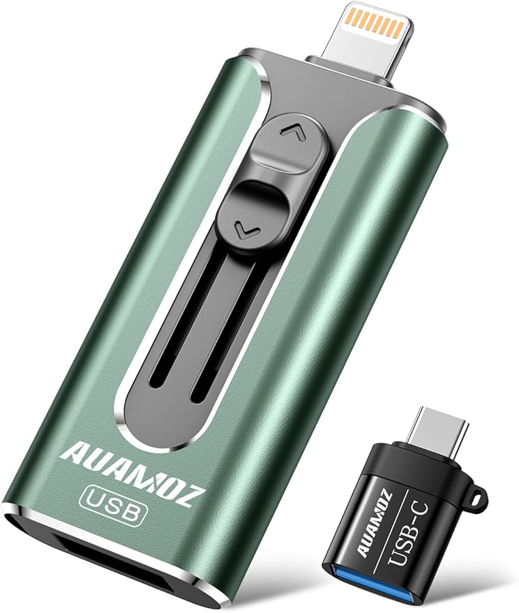 AUAMOZ 512GB Flash Drive Intended for iPhone, Memory Stick Storage Files Photos Videos Backup, Compatible with iPhone iPad Android PC, Plug and Play, No Application Required (Green)
