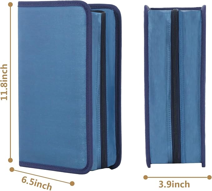 DVD Case CD Storage,128 Capacity CD Cases Holder DVD Storage Case Holders CD DVD Disc Case Storage Wallet Binder for Car Home Office Travel (128 Blue)