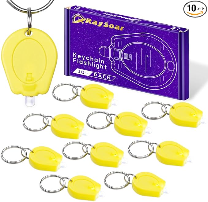10 Pack Ultra Bright Mini LED Keychain Flashlight, Small Key Ring Flashlight, Portable LED Keychain Light for Outdoor Activities Emergency Light - Yellow Shell