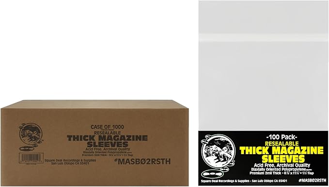 (1,000) Archival Quality Magazine Sleeves - Crystal Clear Polypropylene - Resealable - Premium 2mil Thick - #MASB02RSTH