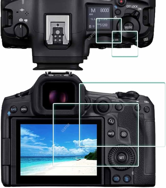 Screen Protector for Canon EOS R5 Mark II + Top [2+2Pack] EOS R5 ii Tempered Glass Screen Protector 0.3mm High Definition 9H Hardness Anti-Scrach Anti-Bubble