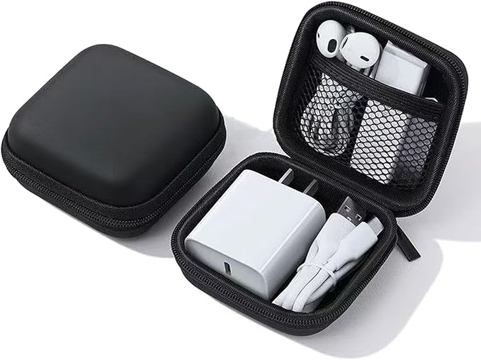 Charger Case,Mini Cable Organizer Cases,Pouch Case Bag,Small Charger Organizer,Waterproof Travel Storage Carrying Bag for USB Drives,Power Adapter,Earphones,Cords etc,Single Layer,Black