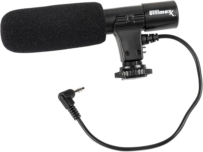 Ultimaxx Uni-directional Microphone with 3.5mm Built in Stereo Plug & Mounting Bracket for DSLR Cameras and Video Cameras