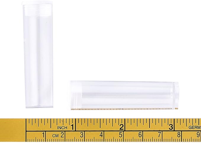 Craftdady 50pcs Transparent Clear Plastic Empty Storage Tubes Bead Container Set Test Bottles Organizers Boxes with Lid, 2.16x0.59 (55x15mm)