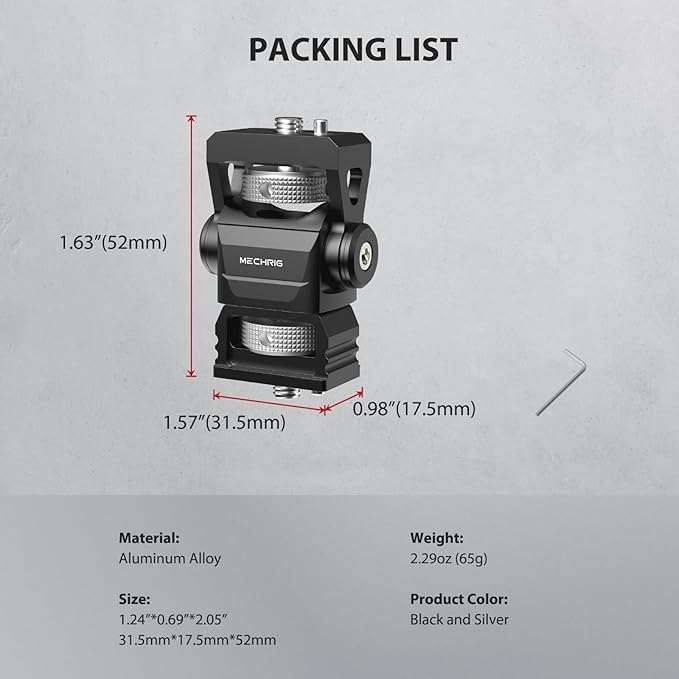Camera Monitor Mount with 1/4″ Screw, Aluminum Field Monitor Mount for Video Light Microphone Cage, Field Monitor Holder 360° Swivel & 180° Tilt Damping 11lb Load Capacity (63144)