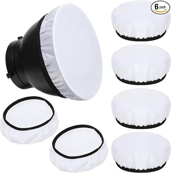 7"/18cm Light Diffuser,Soft Diffuser Lamp Cover White Lamp Shade Diffuser,Great for Studio Strobe Reflectors, Video Shooting (6Pcs)