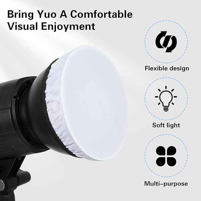7"/18cm Light Diffuser,Soft Diffuser Lamp Cover White Lamp Shade Diffuser,Great for Studio Strobe Reflectors, Video Shooting (6Pcs)