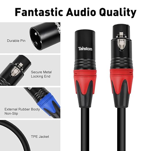 XLR Cable 10 Feet 2 Pack Premium XLR Microphone Cable 3-Pin Balanced Microphone Mic Cord Male to Female XLR Speaker Cable