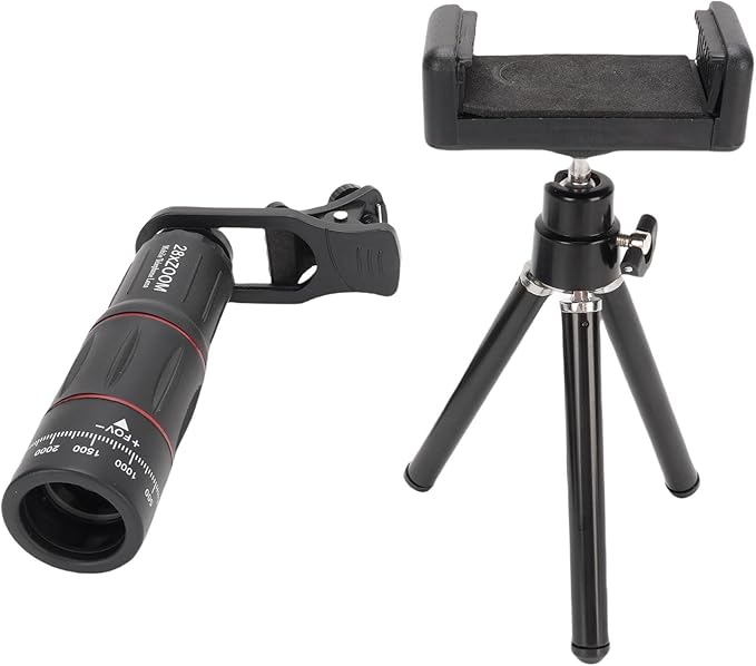 Yunir Phone Camera Lens Kit, 28X Telephoto Zoom Lens, Wide Angle, Macro, Fisheye Lens with Tripod & Clip for Most Smartphones