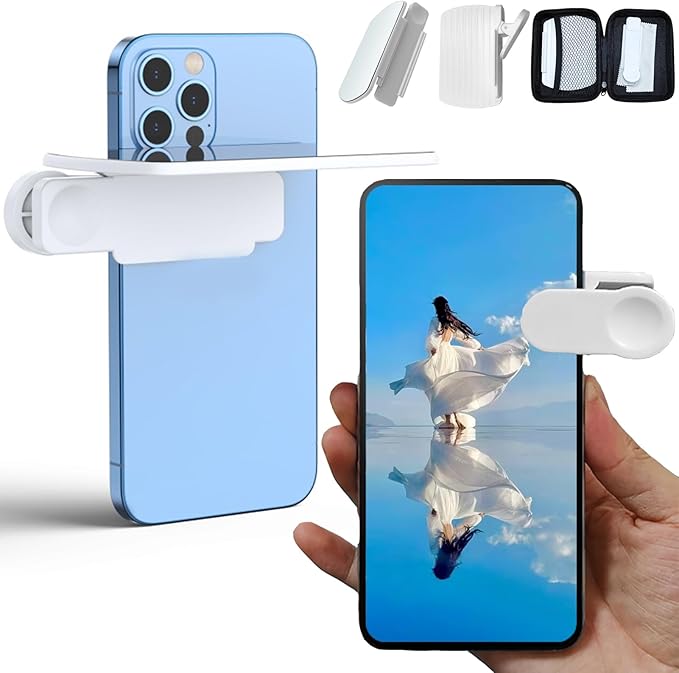 WOWNOVA Clip Reflection Mirror for Phone Back Camera, Shoot The Sky Lake Water Portrait Reflection, Smartphone Camera Mirror Reflection Clip Kit, Selfie Mirror Clip Reflection Mirror