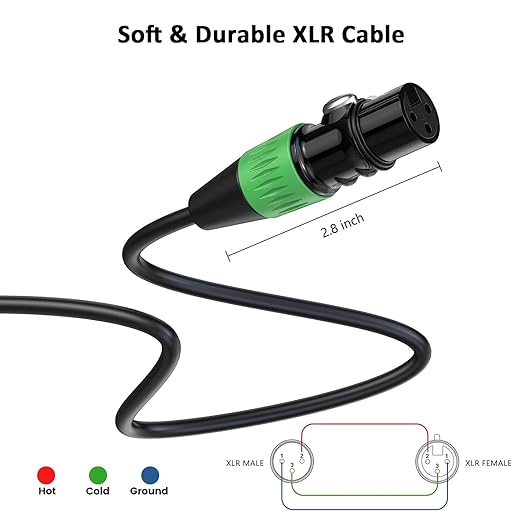 XLR Cables, Microphone Cables 50ft 2Packs, Gold-Plated 3-pins XLR Speaker Male to Female Mic Cable Compatible with Microphones, Stage Lighting, Speaker Systems and More