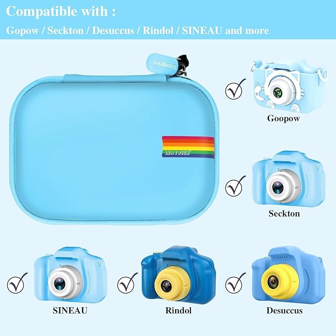 Leayjeen Kids Camera Case Compatible with Goopow/SGAINUL/Gofunly/ArtCWK and More Video Digital Camera Gift - Case for Toy Action Camera and Accessories(Case Only)