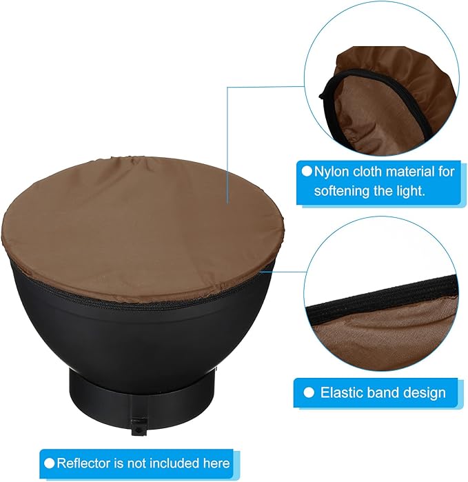 PATIKIL 7" 18cm Soft Diffuser Lamp Cover, 2 Pack Cloth Diffuser Strobe Reflector Lamp Sock for Flash Light Beauty Dish Photography Studio, Brown