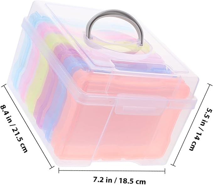 COOLHIYA 4X6 Photo Storage Box Organizer with Colorful Handles, Plastic Photo Keeper Case for Cards, Pictures, and Craft Supplies, 6pcs Multi-Functional Storage Container for Home and