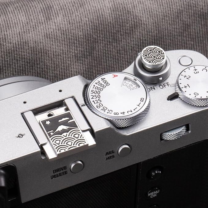 Camera Metal Hot Shoe Cover Shutter Buttons Sea of Clouds for FUJIFILM X100VI X100V XPro1 X-T4 X-T3 X-T50 X-T30 for Nikon (Hot Shoe Shutter Kit - Aluminum)