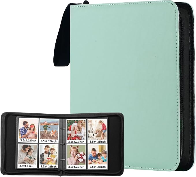 Polaroid Photo Album Book with 240 Pockets 3.5x4.25 Inch Pictures Fits for Polaroid i-Type, 600, SX-70，Go instant photos and Fujifilm Instax Wide Square Photos（Mint Green）