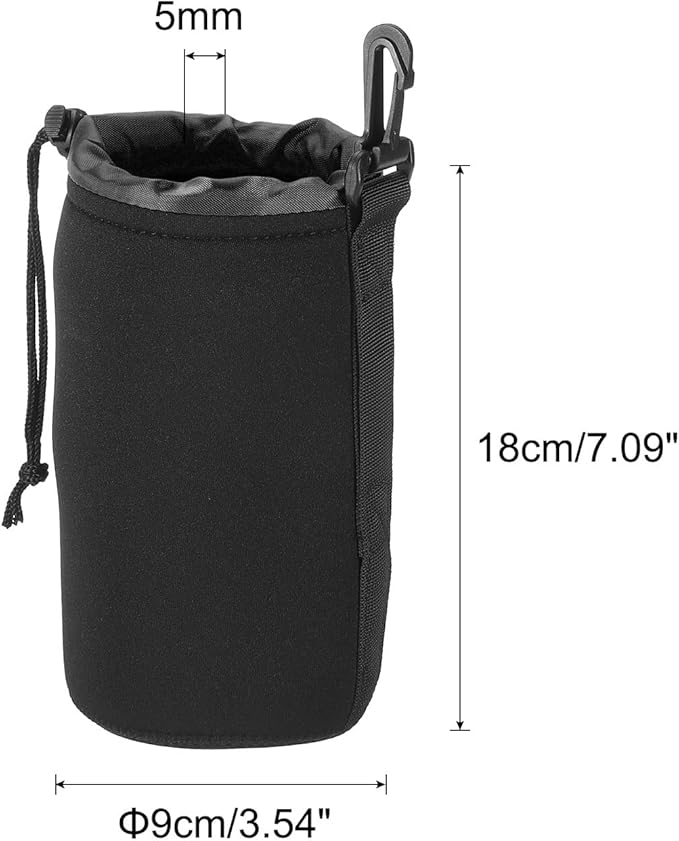 PATIKIL Camera Lens Bag, 2 Pcs 3.5" IDx7.1 H Drawstring Lens Pouch with Thick Protective Neoprene, Lens Case for DSLR Camera Lens, Water Coffee Cups Black