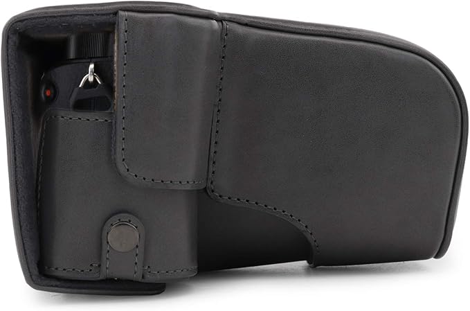 MegaGear Ever Ready Leather Camera Case Compatible with Sony Alpha A6100, A6400 (18-135mm), Grey (MG1663)