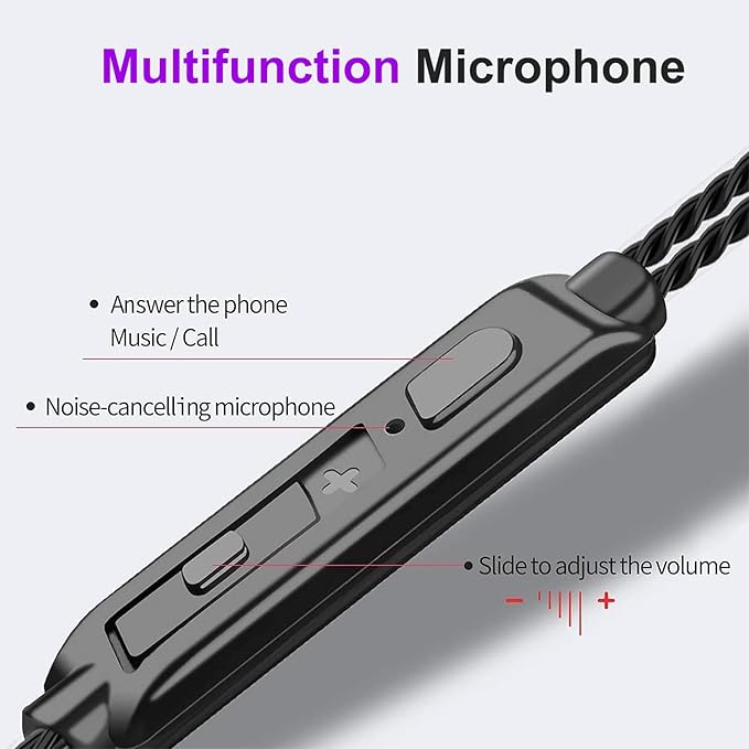 Earbuds Wired with Microphone Pack of 6, in-Ear Headphones,Noise Isolating,Powerful Heavy Bass, Earphones Compatible with iPhone, iPod, iPad, MP3, Samsung, and Most 3.5mm Jack (Black)