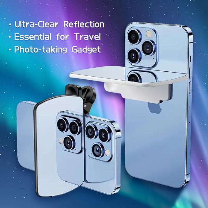 Mirror Reflection Clip - Capture Stunning Reflections Instantly, Easy Clip-On Design for Travel & Selfie Photography, Portable Phone Lens for Social Media Creators & Photography Enthusiasts