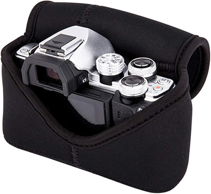 JJC Black Ultra Light Neoprene Camera Case, Compatible with X-E4 X-T30 II X-T30 X-T20 X-T10 +Short Prime Lens, 18mm F1.4/ 27mm F2.8/ 35mm F2, Pouch Bag Fuji X100V X100VI, Compact Size 127x85x84mm