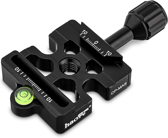 Haoge CP-MAS Screw Knob Clamp Adapter Mount for Quick Release QR Plate Camera Tripod Ballhead Monopod Ball Head Fit Arca Swiss and Manfrotto 200PL-14 RC2 Plate