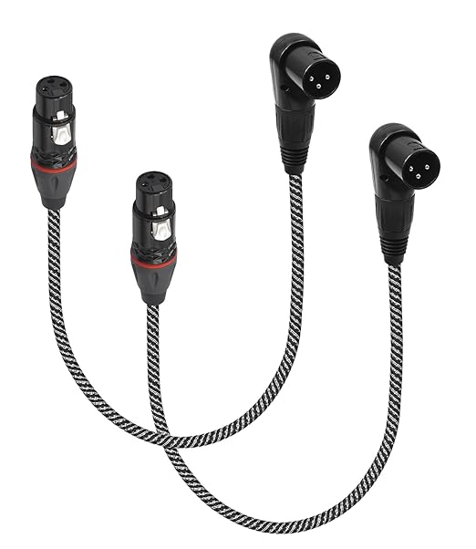 2-Pack Right Angle XLR Cable,1.6FT,Adjustable-Angle Male to Straight Female Microphone Cable Cord, 90 Degree Adapter for Sound Devices Mixer Recorder